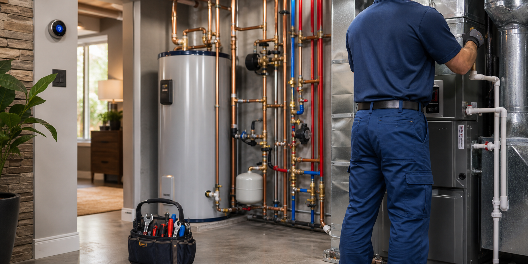 Heavy K plumbing, heating, cooling, and HVAC service scene
